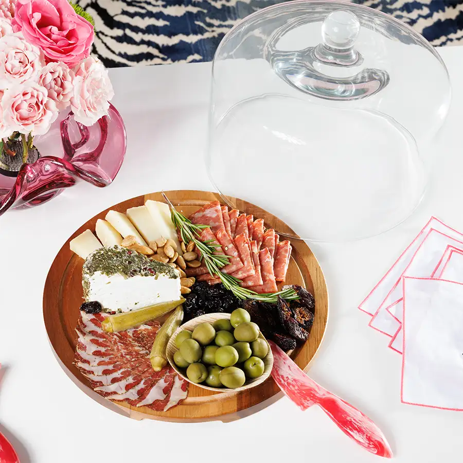 Acacia Wood Serving Board with Glass Dome