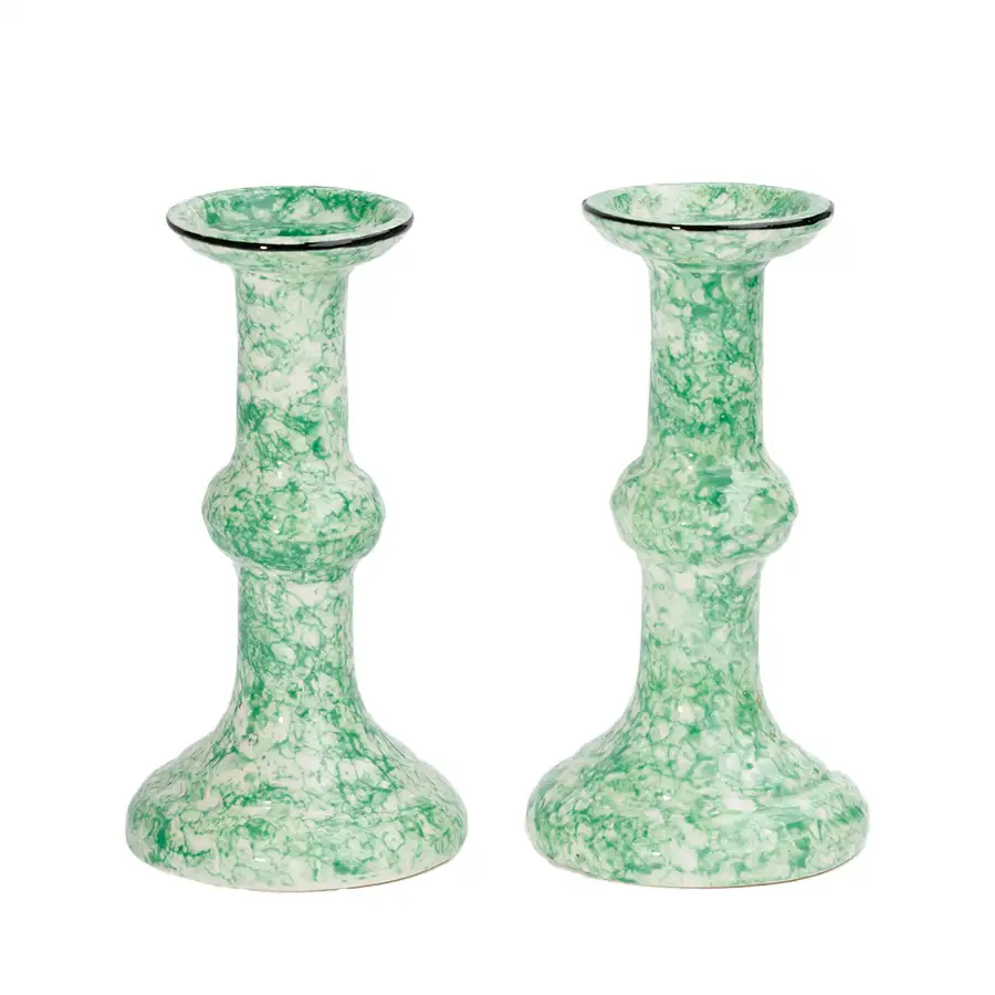 Pair of Vintage Splatter Candlesticks