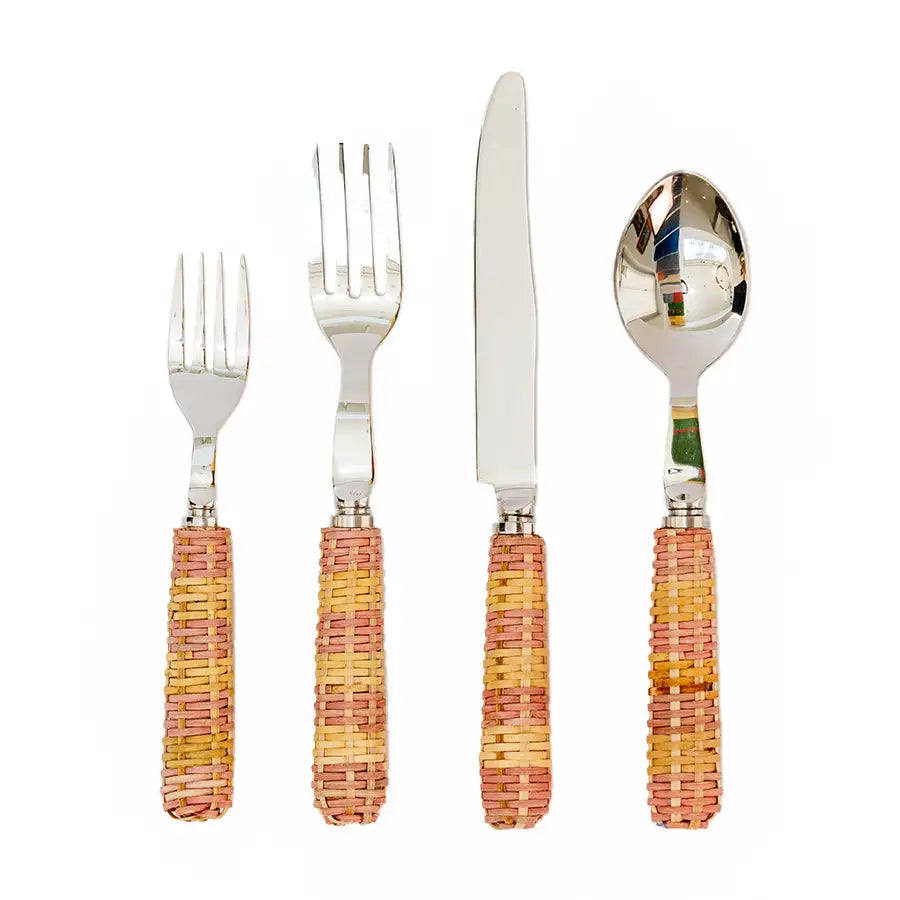 Pink Rattan Flatware (Set of 4)