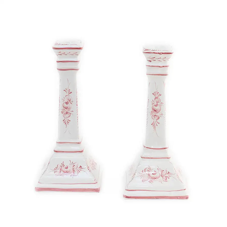 Vintage Pink and White Candlesticks (Set of 2)